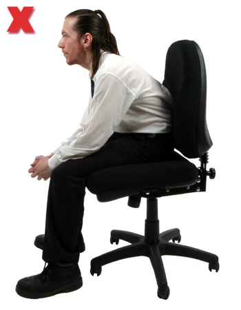 Picture - Leaning completely forward on a chair.