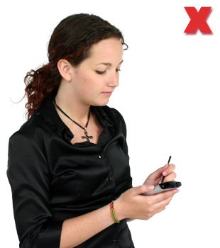 Picture - Using a PDA while standing.