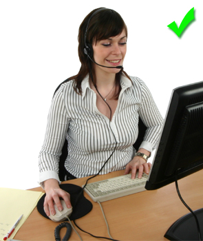 Picture - Using a headset at the workstation.